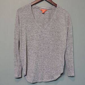 Gray V-Neck Women's Top